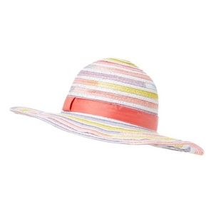 Paper Braid Sunhat Rainbow Brim by Toby & Company, Summer Hats in Pink, Orange